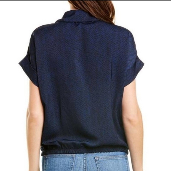 David Lerner New York Evereve Short Sleeve Wrap Surplice Blouse Top Blue Size XS - Picture 2 of 10